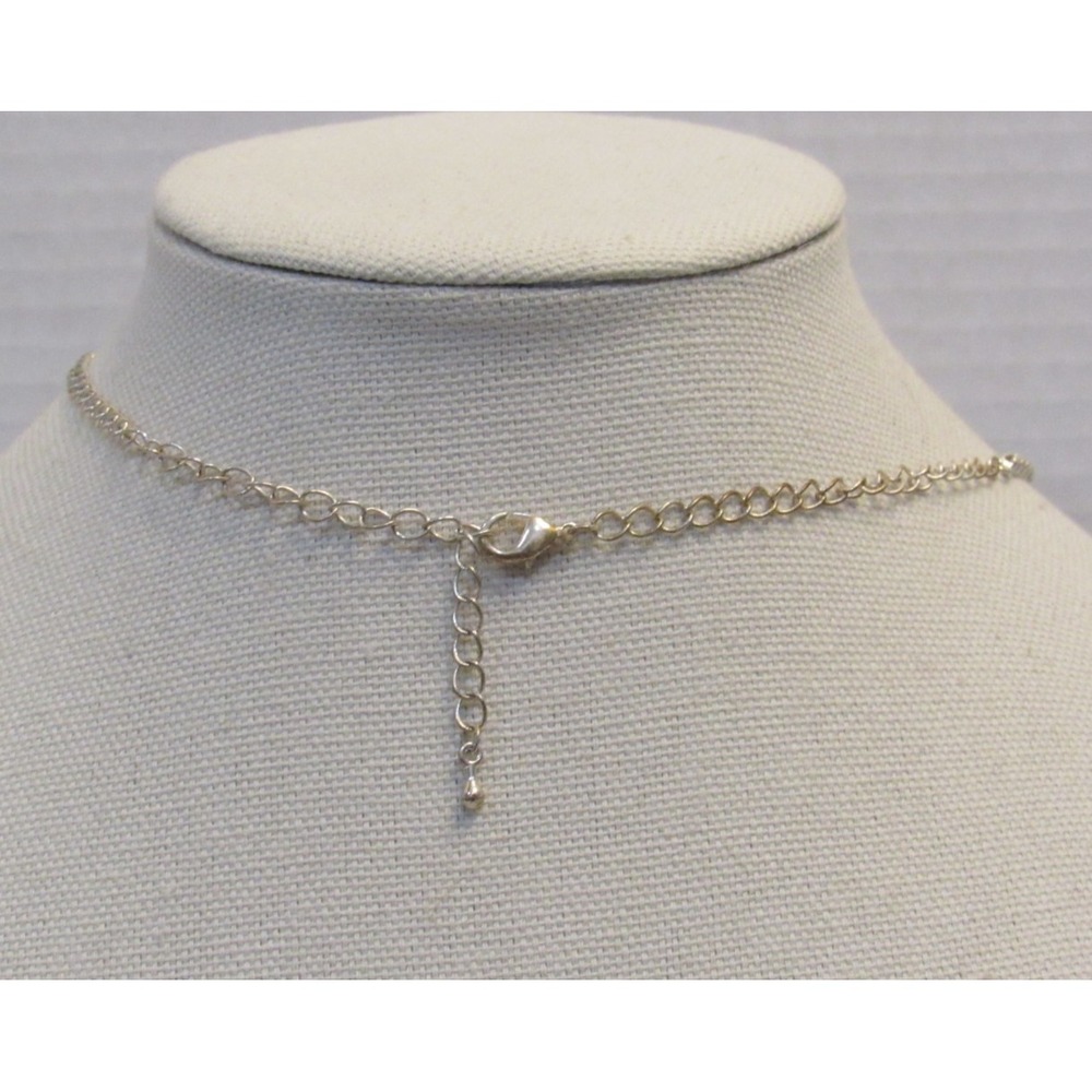 Silver Tone Clear Beaded Collar Necklace Retro Victorian Witchy Whimsygoth HOCO - Picture 3 of 10